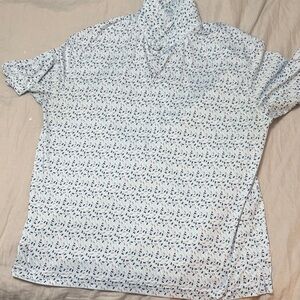 Rhoback White and Blue Patterned Polo Shirt
